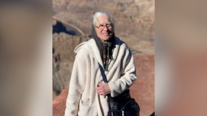 Marth Overholser was last seen wearing a long off-white coat over a gray hoodie and carrying a navy blue bag.