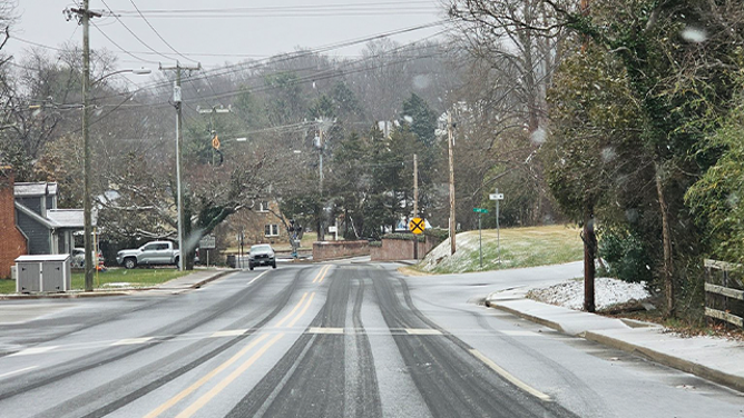 This photo shows snow in The Plains, Virginia, on Sunday, December 15, 2024.