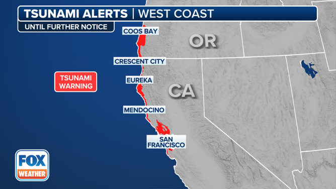 Tsunami warnings on the West Coast