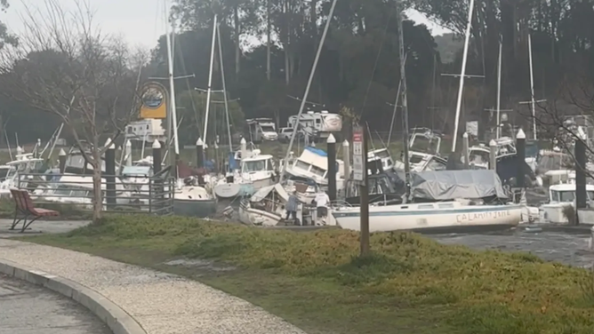 Rough swell impacted the harbor in Santa Cruz, California.