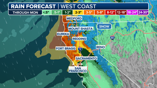 A look at the rounds of rain and snow to impact the West.