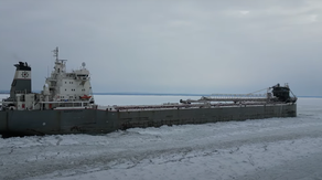 See it: Drone footage shows Canadian freighter trapped in icy Lake Erie