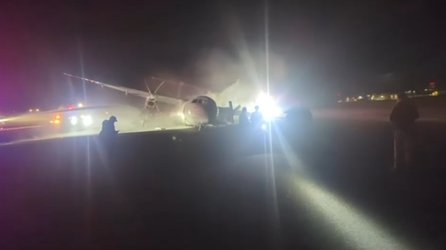 Watch: Terrifying plane landing caught on camera as wing skids on runway, bursts into flames