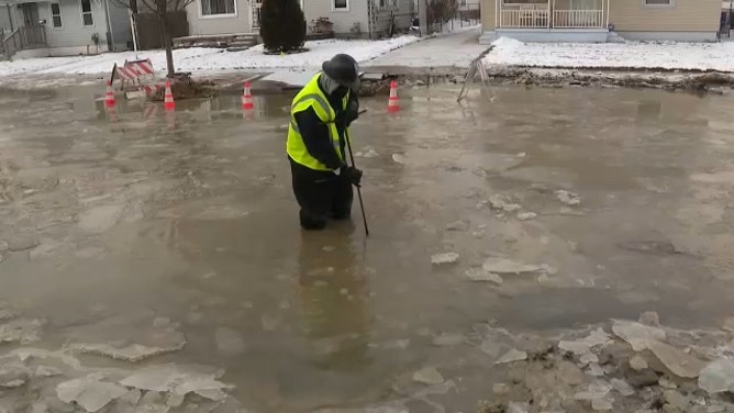 Flooded Detroit neighborhood.