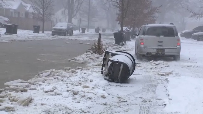 Flooded Detroit neighborhood.