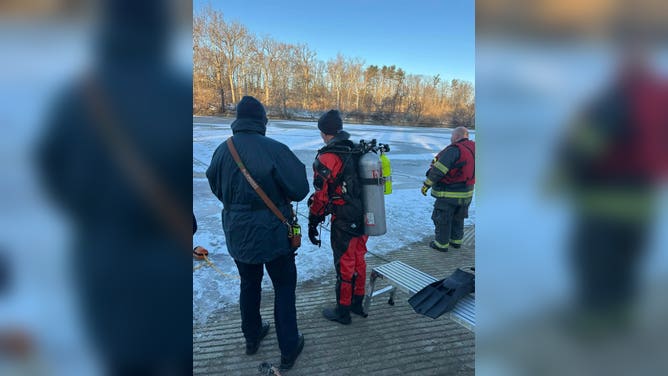 Earlier today IFD Tactical Team 14 was called to assist with recovering a car sitting on top of the ice at 2600 N White River Parkway E Dr. with the car lodged in a now gaping hole in the ice crews were unsuccessful in bringing the vehicle to the shore for tow. We will have to go back in the spring.