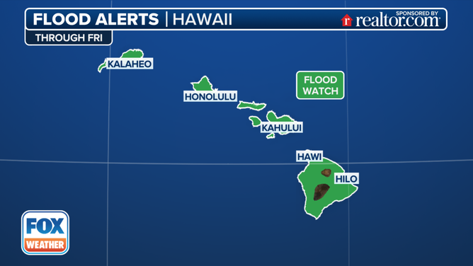 Flood alerts that are in effect for Hawaii.