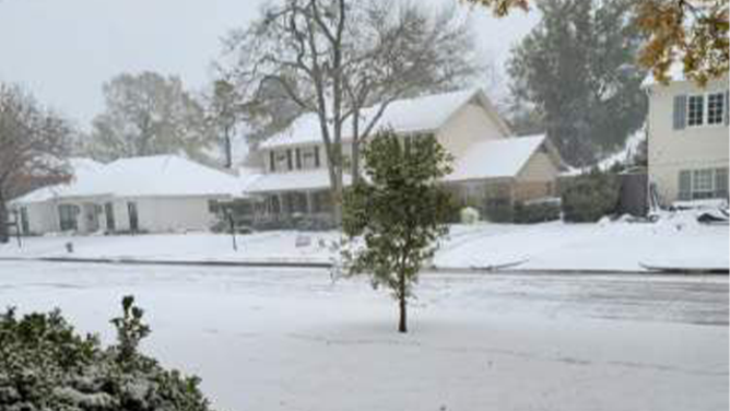 Texas State Sen. Paul Bettencourt shared photos of the snow in Houston as a winter storm slammed the region on Tuesday, Jan. 21, 2025.