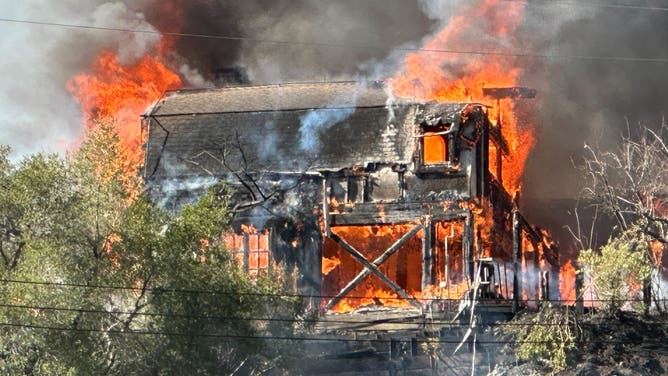 Palisades Fire in Mandeville Canyon, California.