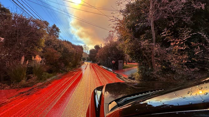 Palisades Fire in Mandeville Canyon, California.