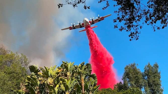 Palisades Fire in Mandeville Canyon, California.