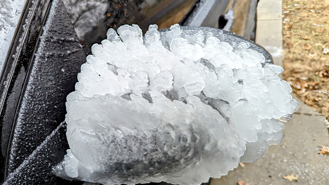 This image shows ice that formed on a vehicle traveling on I-70 from Salina to Kansas City on Saturday, Jan. 4, 2025.