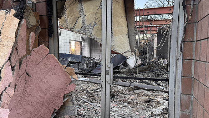 This photo from Jan. 15 shows a church that was destroyed in Pasadena as wildfires raged across the Los Angeles area.