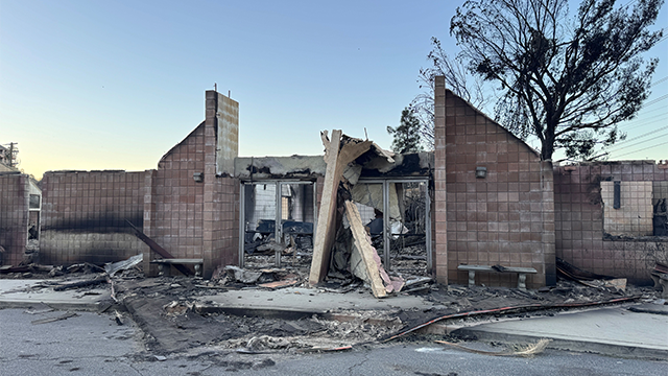 This photo from Jan. 15 shows a church that was destroyed in Pasadena as wildfires raged across the Los Angeles area.