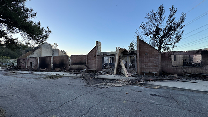 This photo from Jan. 15 shows a church that was destroyed in Pasadena as wildfires raged across the Los Angeles area.