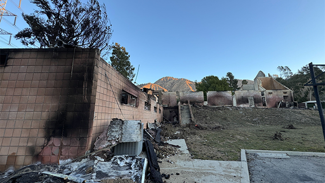 This photo from Jan. 15 shows a church that was destroyed in Pasadena as wildfires raged across the Los Angeles area.