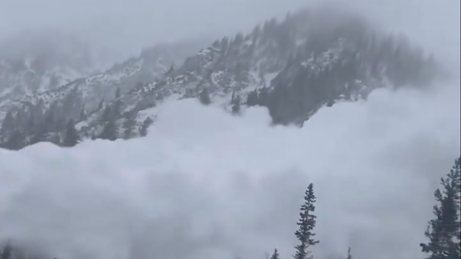 A sceenshot of video taken by the Utah Department of Transportation of an avalanche near Little Cottonwood Canyon on Jan. 4, 2024.