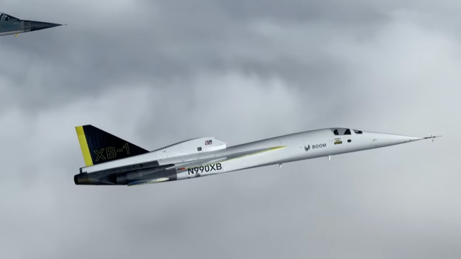 Boom Supersonic's XB-1 piloted by Tristan Brandenburg during the first attempted supersonic flight. 