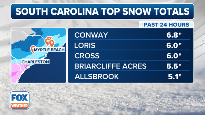 South Carolina Snow Totalsw