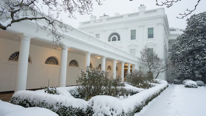 Snow falling at the White House in Washington, D.C. on Jan. 6, 2024.