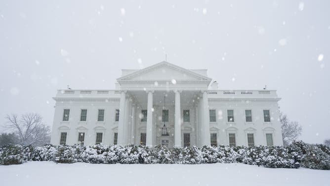 Snow falling at the White House in Washington, D.C. on Jan. 6, 2024.