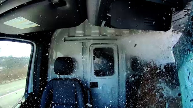 A Pennsylvania driver had a terrifying brush with death after a large piece of ice crashed through his windshield on a heavily traveled interstate.