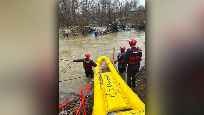 A man stranded on an island in Clear Creek in Redding, california, was rescued Sunday morning by the Shasta County Sheriff's Swift Water Rescue Team. The rescue involved ropes, rescue lines and watercraft. The man was unharmed.