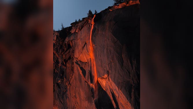 Firefall happens at Horsetail Fall in February each year. Photo taken Feb. 5, 2025 shows the phenomenon.