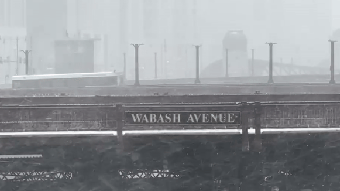 Scenic shot of heavy snowfall in Chicago.