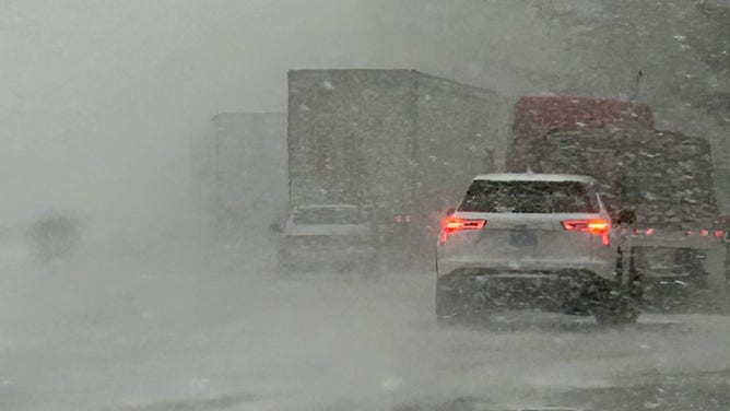 Vehicles involved in the pileup of more than 100 vehicles.