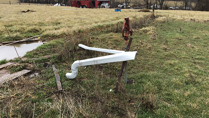 This image shared by NOAA shows some of the damage left behind after a tornado in Hart County, Kentucky, on Thursday, Feb. 6, 2025.
