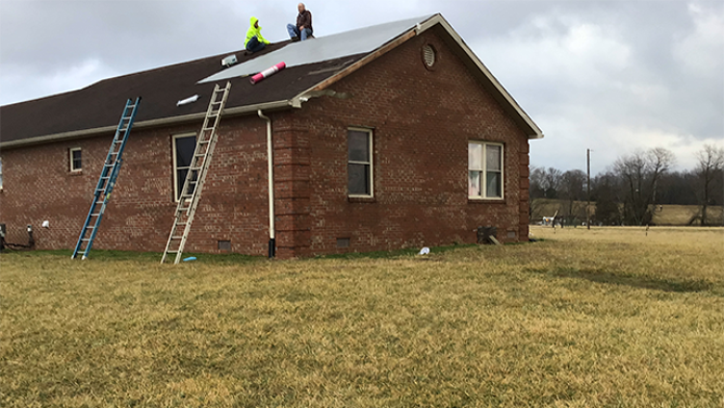 This image shared by NOAA shows some of the damage left behind after a tornado in Hart County, Kentucky, on Thursday, Feb. 6, 2025.