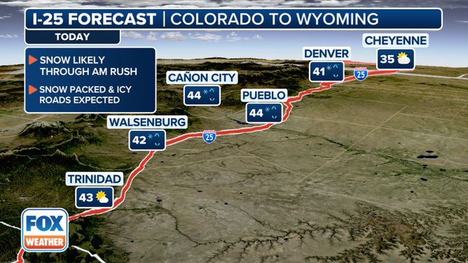 A look at the I-25 forecast from Colorado to Wyoming.