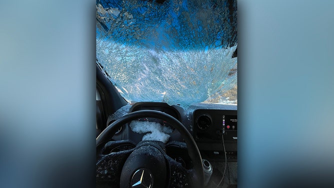 A Pennsylvania driver had a terrifying brush with death after a large piece of ice crashed through his windshield on a heavily traveled interstate.