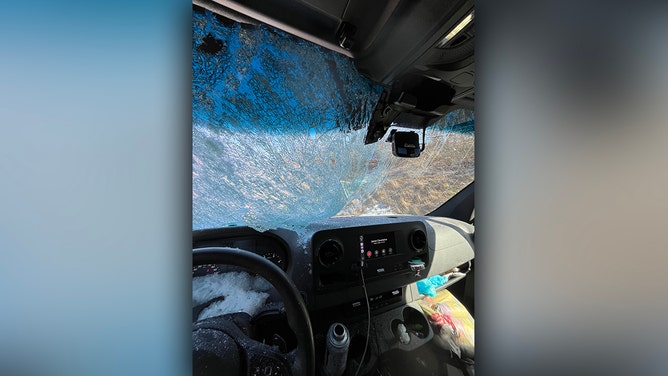 A Pennsylvania driver had a terrifying brush with death after a large piece of ice crashed through his windshield on a heavily traveled interstate.