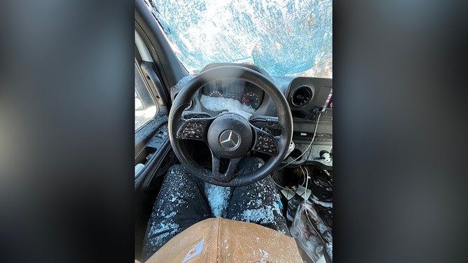 A Pennsylvania driver had a terrifying brush with death after a large piece of ice crashed through his windshield on a heavily traveled interstate.