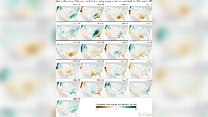 La Nina precipitation historical events.
