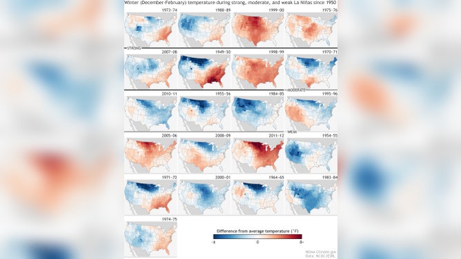 La Nina temperature historical events.