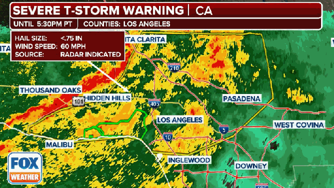 Severe Thunderstorm Warning in Los Angeles County.