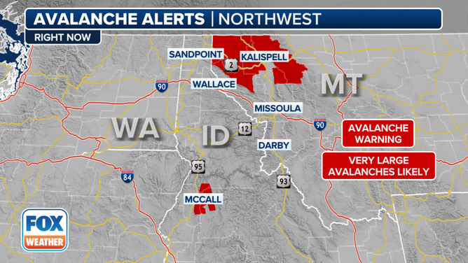 This graphic shows Avalanche Warnings in the West.