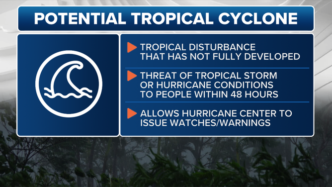 Information on what a potential tropical cyclone is.