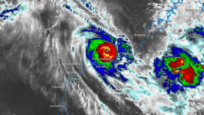 Satellite imagery of Tropical Cyclone Zelia on Feb. 13, 2025.