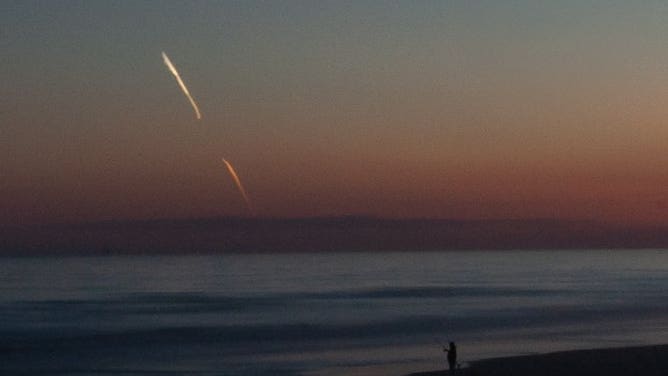 SpaceX's Falcon 9 rocket launch seen from Topsail Beach, North Carolina on Feb. 4, 2025.