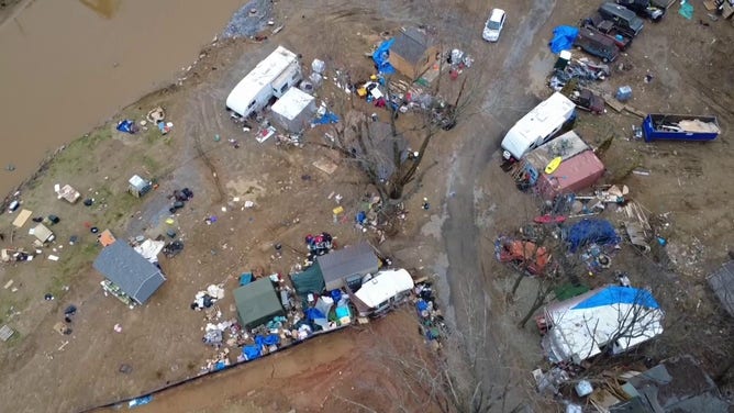 FOX Weather Correspondent Robert Ray shared these photos as he toured the community of Swannanoa, North Carolina, which was devastated by Hurricane Helene last year. He spoke with residents who are still trying to recover as winter weather descended upon the region.