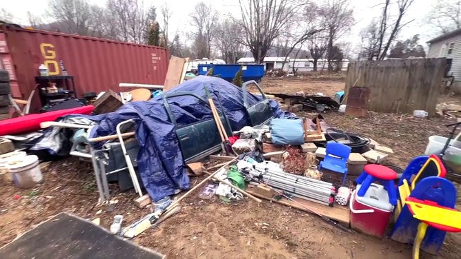 FOX Weather Correspondent Robert Ray shared these photos as he toured the community of Swannanoa, North Carolina, which was devastated by Hurricane Helene last year. He spoke with residents who are still trying to recover as winter weather descended upon the region.