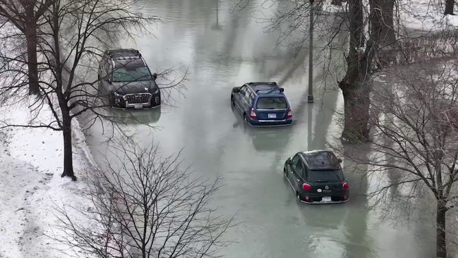 Partially submerged vehicles.