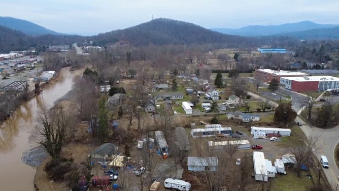 FOX Weather Correspondent Robert Ray shared these photos as he toured the community of Swannanoa, North Carolina, which was devastated by Hurricane Helene last year. He spoke with residents who are still trying to recover as winter weather descended upon the region.