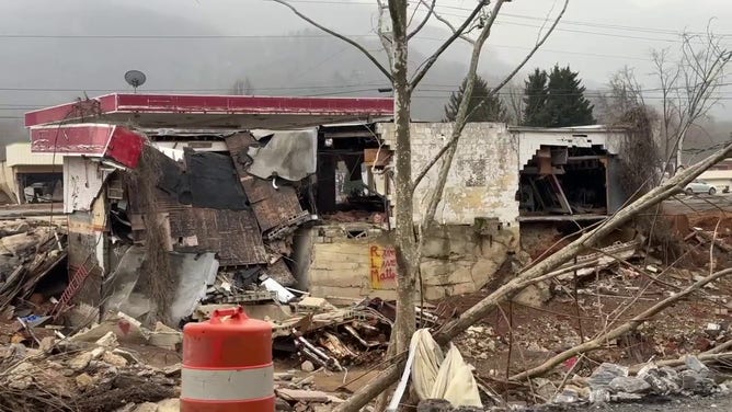 FOX Weather Correspondent Robert Ray shared these photos as he toured the community of Swannanoa, North Carolina, which was devastated by Hurricane Helene last year. He spoke with residents who are still trying to recover as winter weather descended upon the region.