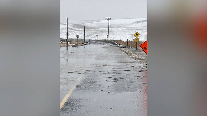 Images shared by the Washington State Department of Transportation show flooding in Whitman County on Sunday, Feb. 23, 2025.