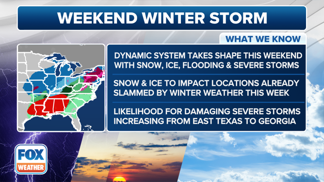 This graphic provides some information about the weekend winter storm.